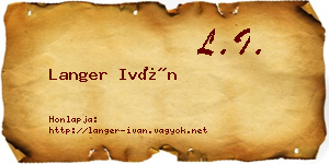 Langer Iván névjegykártya